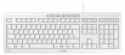 Produktbild von Cherry Stream Tastatur, Volle Größe, Kabelgebunden, QWERTZ, Scherenschalter, Hellgrau, 1,8 m Kabellänge