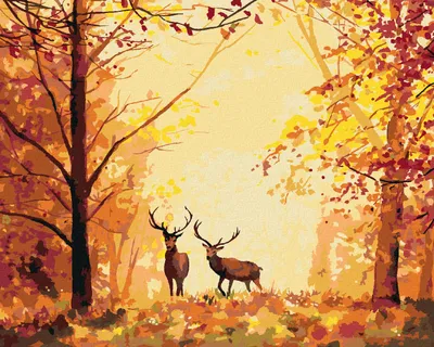 Produktbild von Zuty - Malen nach Zahlen - HIRSCHE IM WALD, 40x50 cm, mit Keilrahmen (bereits gespannt)