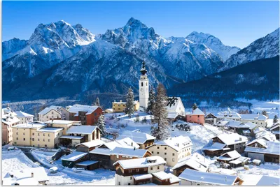 Produktbild von MuchoWow® Poster Dorf in der Schweiz im Winter 30x20 cm - Plakate - Print