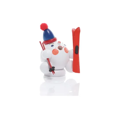 Produktbild von Räucherfigur Räucherschneeball mit Ski Weiß BxHxT ca 8 x 9 x 6cm NEU