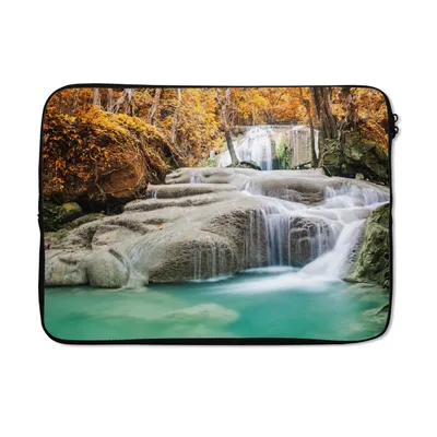 Produktbild von MuchoWow® Laptop Hülle 13 Zoll Wald - Wasserfall - Herbst Laptoptasche - Laptophülle - Sleeve - Rundumschutz