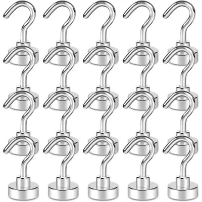 Productafbeelding van Magneethaken, extra sterk, 11 kg draagvermogen, neodymium, 20 stuks, geschikt voor keuken, barbecue, werkplaats