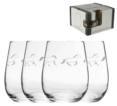 Produktbild von Set aus 4 gravierten Weingläsern ohne Stiel, 360 ml