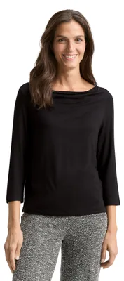 Produktbild von TOM TAILOR Damen Langarmshirt mit Wasserfallkragen