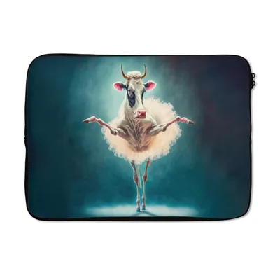 Produktbild von MuchoWow® Laptop Hülle 13 Zoll Kuh - Rock - Ballett - Tiere - Porträt - Kinder Laptoptasche - Laptophülle - Sleeve - Rundumschutz