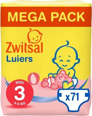 Produktbild von Zwitsal Windeln - Midi Größe 3 - 71 Stück - Sparpack