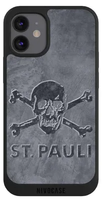 Produktbild von NIVOCASE Handyhülle für Apple iPhone 12 mini  Hülle NIVOpure Case Schwarz Beton FC St. Pauli Logo