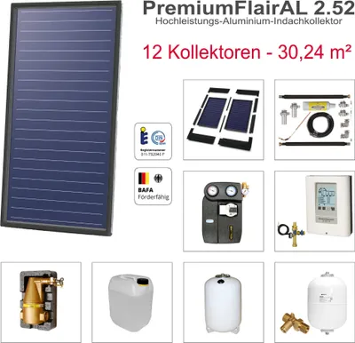 Produktbild von Solarbayer PremiumFlairAL Indach-Solarpaket 12 Bruttofläche 30,24 m² Solaranlage