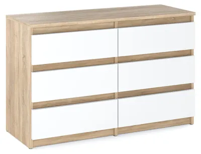 Produktbild von Kommode „HIT“, 6 Schubladen, 100 cm, Sonoma-Eiche / Mattweiß