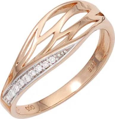 Produktbild von JOBO Damen Ring 585 Gold Rotgold teilrhodiniert 8 Diamanten Brillanten Goldring Größe 54
