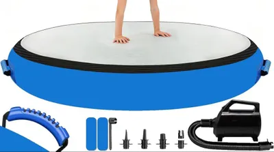 Obrázek produktu pro Nafukovací gymnastický blok 100 x 100 x 20 cm – Nafukovací podložka pro gymnastiku s elektrickou pumpou, vhodná pro cvičení, fitness a jógu