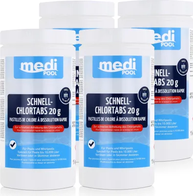 Produktbild von mediPOOL Schnell-Chlortabs 1kg - Anhebung des Chlorgehalts (4er Pack)