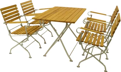 Produktbild von TPFGarden ESS-GRUPPE Townsville 5-teilig, Gartenmöbel Set - Flachstahl - Robinienholz - Gartenset Tisch und Stühle - hellgrau
