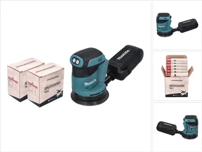 Image de Makita DBO 180 Z Ponceuse excentrique sans fil 18 V - 125 mm + 2x Sets de ponçage Toolbrothers TURTLE  - sans batterie, sans chargeur