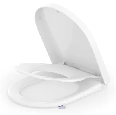 Immagine prodotto di Elzusha - Sedile per WC a forma di "D" con kit per bambini integrato e sistema di chiusura ammortizzata