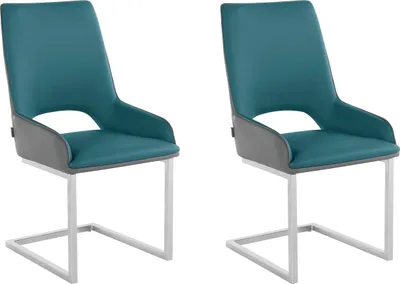 Produktbild von Samantha | Esstischstühle 2er Set in PolyurethanAnthrazit und Petrol
