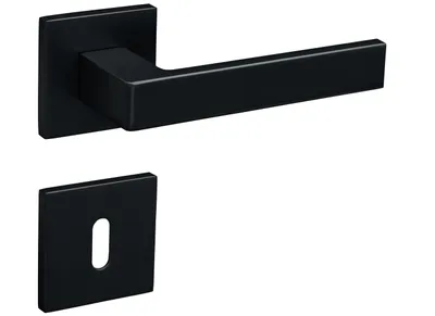 Produktbild von Gavroche Türgriffe Schwarz Matt Set BB Buntbart Türklinken für Innentüren Drückergarnitur für Zimmertür mit eckiger Rosettengarnitur aus Zink