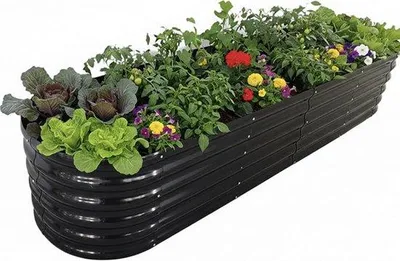 Produktbild von Gartenbeettopf XXL Halbkugelform 240 x 60 x 45 cm Metallisch Antraciet für Garten und Gemüse