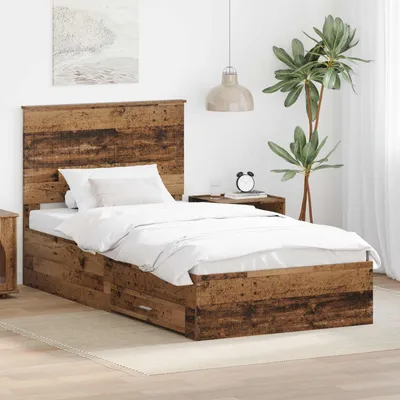 Image de Maison Exclusive - Cadre de lit avec tête de lit en bois ancien 100 x 200 cm Matériau dérivé du bois