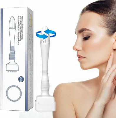 Produktbild von Mikrodermabrasionsgerät, Einstellbarer Microneedling Derma Stamp, Mit 140 Einzelnen Mikronadeln Einstellbarer 03.0mm,
