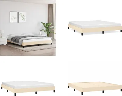 Produktbild von vidaXL Bettgestell Creme 160x200 cm Stoff - Bettgestell - Bettgestelle - Bettrahmen - Bett