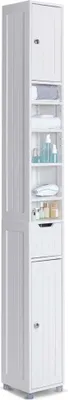 Produktbild von VOUNOT® Badezimmerschrank Hoch mit 2 Türen und 1 Schublade, Badschrank Schmal, Badezimmer Hochschrank, 20x20x180cm, Weiss