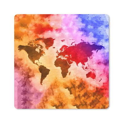 Produktbild von MuchoWow® Mauspad Mousepad Weltkarte - Farben - Rauch 30x30 cm - Mousepads - Maus Mat - Pad - Mausunterlage - Gaming