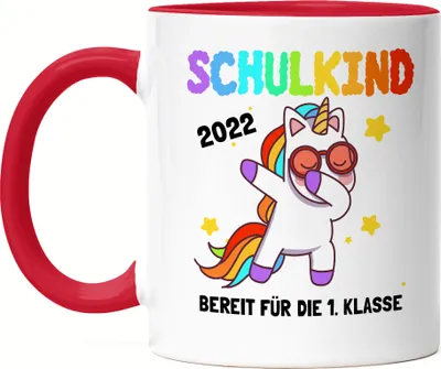 Produktbild von Schulkind 2022 Tasse Rot Einschulung Einhorn Dab Schulanfang Schule Erstklässler Schuleinführung