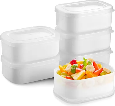 Zdjęcie produktu dla Małe plastikowe pojemniki o pojemności 280 ml z pokrywką, wielokrotnego użytku, do przechowywania posiłków i przekąsek