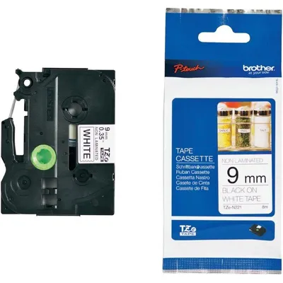 Produktbild von Brother Non-Laminated Labelling Tape - 9mm, Black/White, TZ, Japan, 8 m, 182,4 mm, 99,3 mm, 313 mm