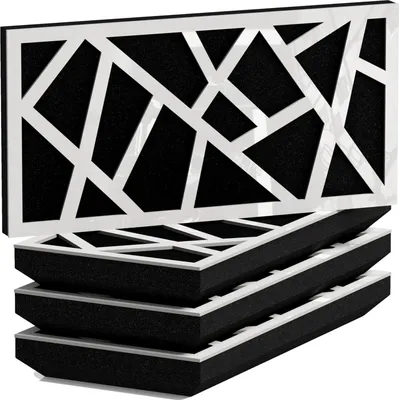 Immagine prodotto di Confezione da 4 pannelli acustici SKYROSS-H sottili e fonoassorbenti | 25x50 cm | Riflessione | Spessore – Colore: [33 mm | Plastica bianca lucida]