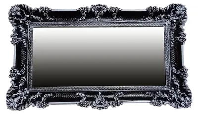 Productafbeelding van Barokke Wandspiegel Zwart/Wit 96x57 cm met ornamenten