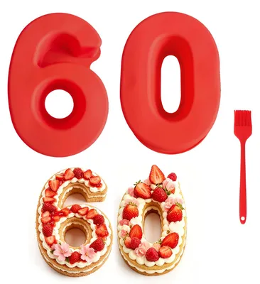 Produktbild von Silikon-Backform Zahlen - 3D-Form für Zahlen - Backen von Zahlen - Rot - 60