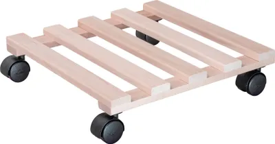 Produktbild von WAGNER Pflanzenroller PALETTI 34 x 34 x 8 cm, für den Innenbereich, Buchenholz, natur, Tragkraft 100 kg, EU Ware - 20033569
