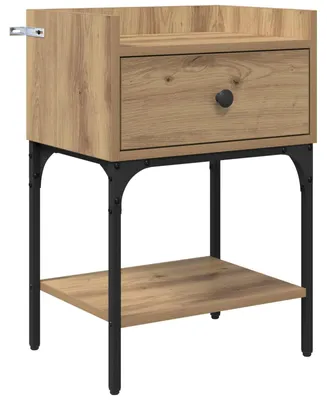 Image de Table de chevet avec tiroir Chêne artisanal 40 x 29 x 60 cm
