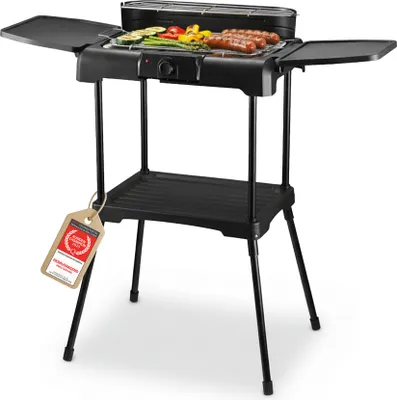 Produktbild von TZS First Austria - 2-in-1 Elektro-Standgrill - 2200W - Tischgrill mit Temperaturregler & Warmhalterost