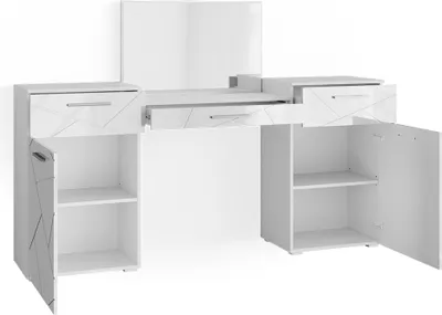 Produktbild von Vicco Schminktisch Irma, 190 cm, Weiß Hochglanz