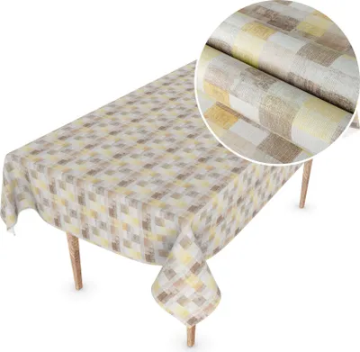 Produktbild von Tischdecke Wachstuch Premium Ornamente Beige Robust Wasserabweisend Breite 140 cm Länge 120 cm