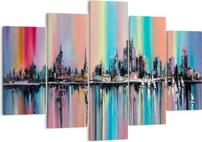 Produktbild von Bild auf Leinwand - Leinwandbild - Stadt Aussicht Wasser - 150x100cm - Wand Bild - Wanddeko - Leinwanddruck - Bilder - Kunstdruck - Wanddekoration - Leinwand bilder - Wandkunst - EA150x100-3439