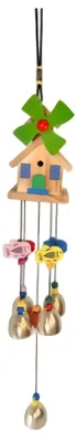 Grünes Windspiel aus Metall und Holz, 45-50 cm, für Balkon und Garten