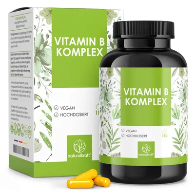 Produktbild von Vitamin B Komplex - 500 µg B12 & 400 µg Folsäure - 8 B-Vitamine (B1, B2, B3, B5, B6, B7, B9, B12) für Energie, Nervensystem & Stoffwechsel - Vegan