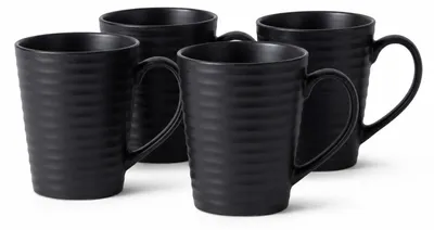 Image de 4 tasses en céramique  320 ml – noir mat, Clay