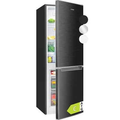 Produktbild von Bomann KG 7359 Kühl-Gefrierkombination schwarz, 143x49,5x56 cm (HxBxT), 173L (121L Kühl / 52L Gefrier), 40 dB, wechselbarer Türanschlag, 4-Sterne Gefrierfach