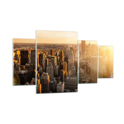 Produktbild von Bilder auf glas - New York Wolkenkratzer Manhattan - 160x90cm - Glasbilder - Wandbilder - Kunstdruck - zum Aufhängen bereit - Wanddekoration aus Glas - Glas Bilder - Wandbild auf Glas - GDL160x90-2672