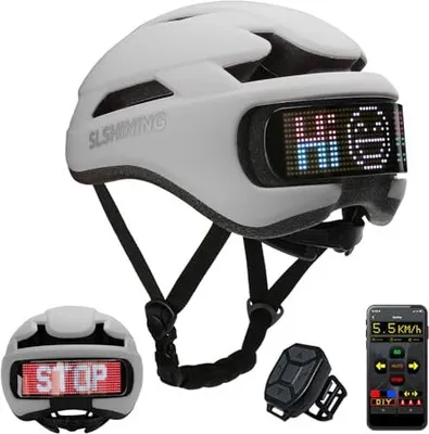 Produktbild von TMEOIIPY Intelligenter App-programmierbarer Fahrradhelm mit Rückseitigem LED-Display und USB-Aufladung, Erwachsene: Herren, Damen,