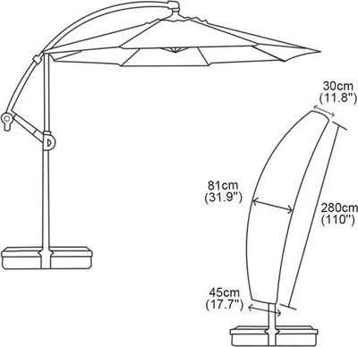 Produktbild von Famanu Parasolhülle 280 x 30 x 81/45 cm - Robuste 420D Oxford-Stoff für den Außenbereich
