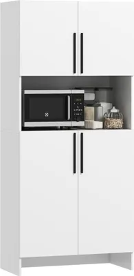 Produktbild von Küchenschrank, Vorratsschrank für Küche, Wohnzimmer, Esszimmer, Schränke, Regale, Mikrowellenablage, Spanplatte, Weiß