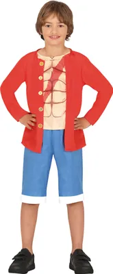 Produktbild von Pirat Abenteuer Kostüm Kinder Film Seeräuber Karneval Anime Abenteurer Helden Kostüm Party Outfit Seefahrer Zeichentrick, Größe: 128/134 Farbe: Rot