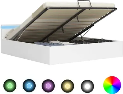 Immagine prodotto di Letto con rete idraulica LED in ecopelle bianca 160x200 cm
