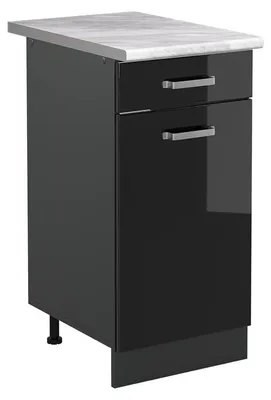 Zdjęcie produktu dla Szafki kuchenne Vicco R-Line Czarny połysk/Antracyt 40 cm blat roboczy Marmur, Model 61068